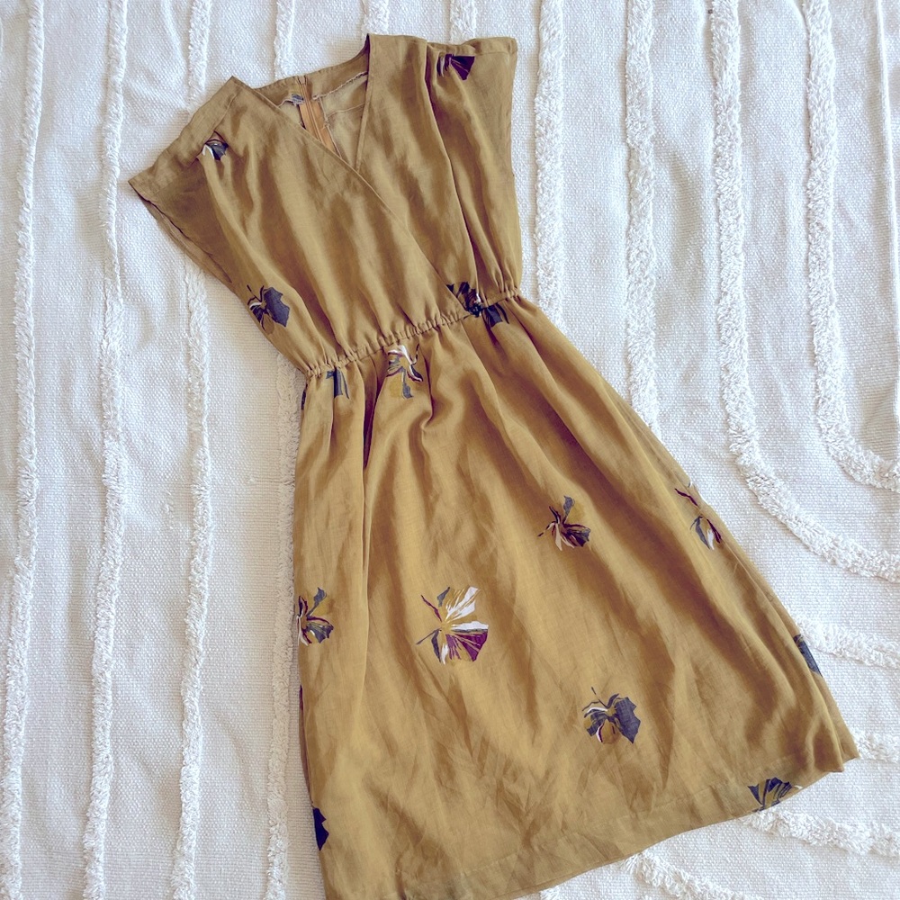 Vintage Cap Sleeve Dress from Amsterdam, beautiful Deep Mustard, Size S